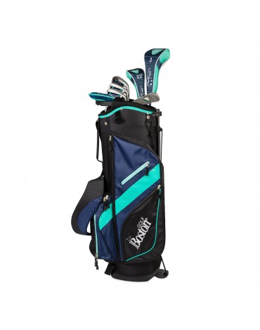 BOSTON PACK ADULT DELUX CANBERRA 8.5" 1/2 SERIE (BAG + 8 CLUBS) AQUA LADY LEFT-HANDED